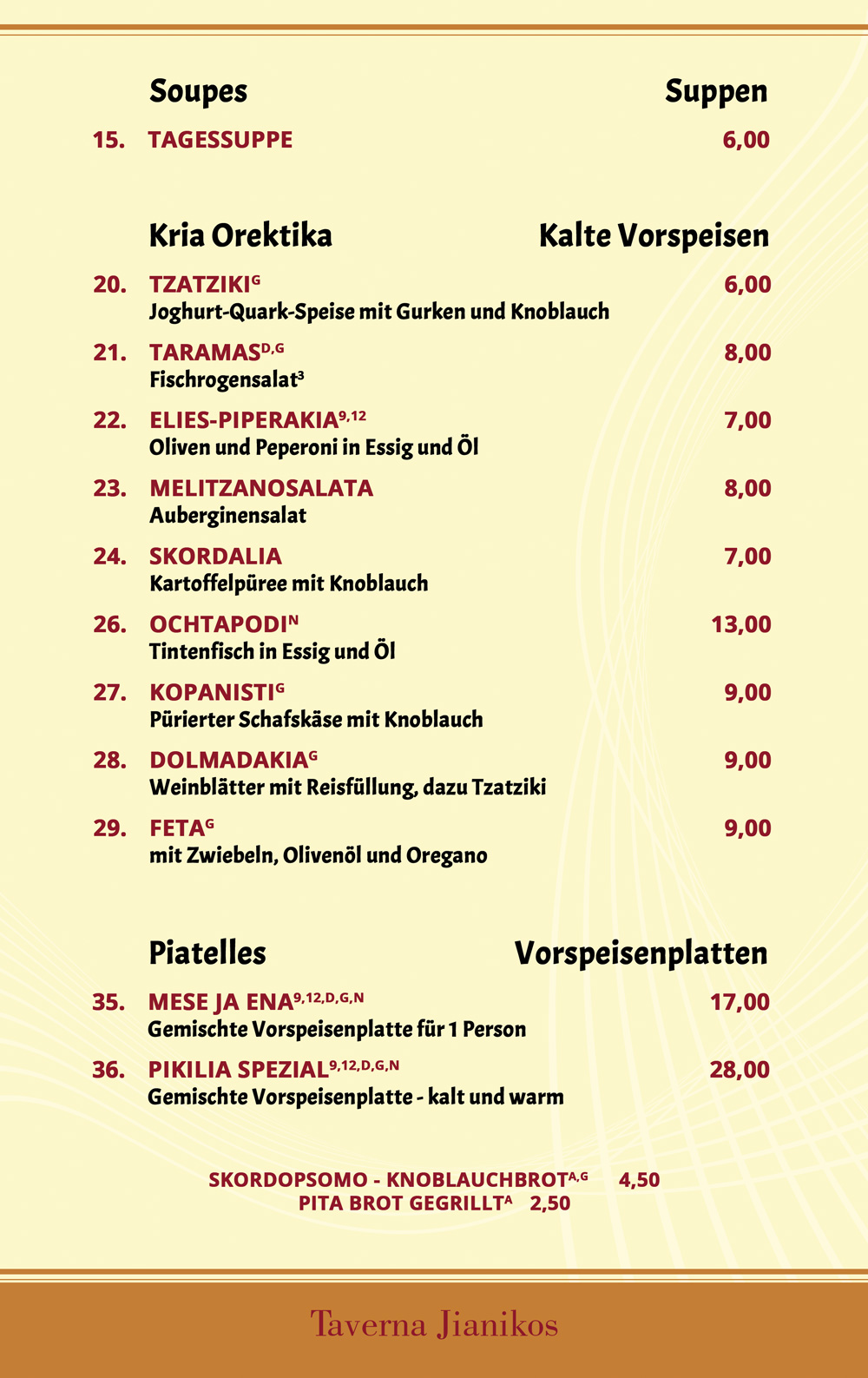 Taverna Jianikos Lichtenrade Speisekarte 4