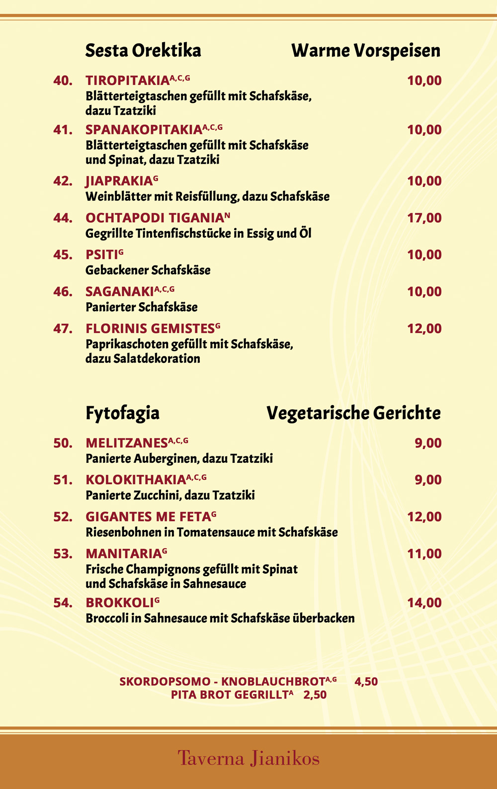 Taverna Jianikos Lichtenrade Speisekarte 5