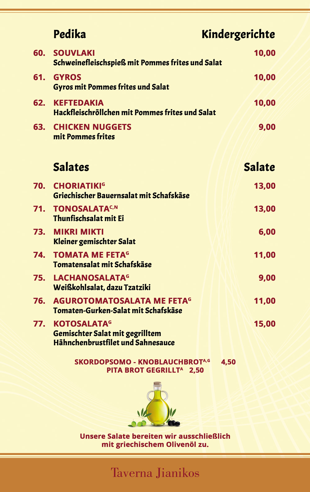 Taverna Jianikos Lichtenrade Speisekarte 6