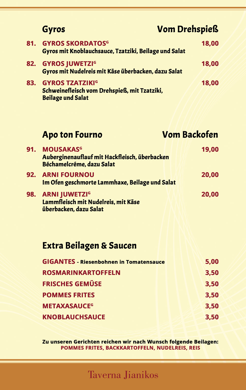 Taverna Jianikos Lichtenrade Speisekarte 7